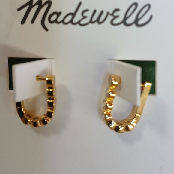❤️Madewell❤️ Tennis Collection Bezel Set Earrings💥Pale Gold 💥 - Picture 2 of 10